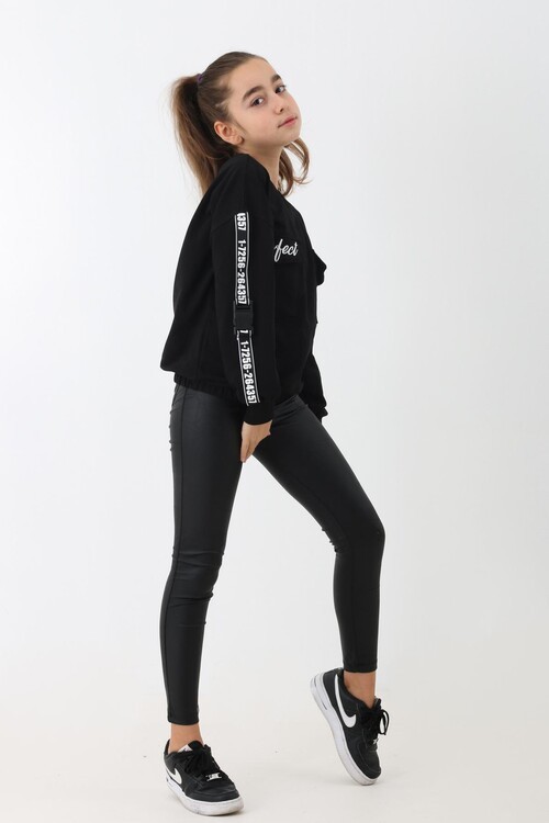 Kız Çocuk Perfect Yazı Baskılı Oversize Sweatshirt 14174