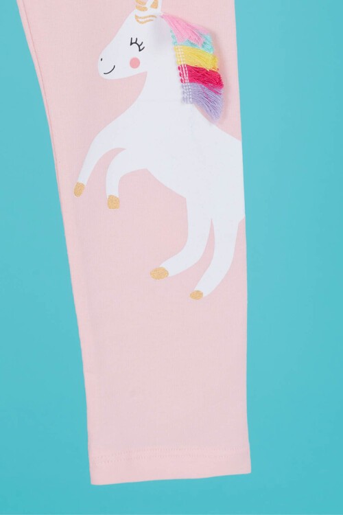 Kız Çocuk Unicorn Baskılı Tayt 4-8 Yaş 13951