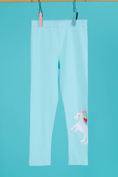 Kız Çocuk Unicorn Baskılı Tayt 4-8 Yaş 13951