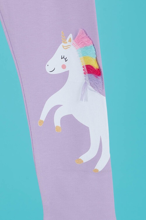 Kız Çocuk Unicorn Baskılı Tayt 4-8 Yaş 13951