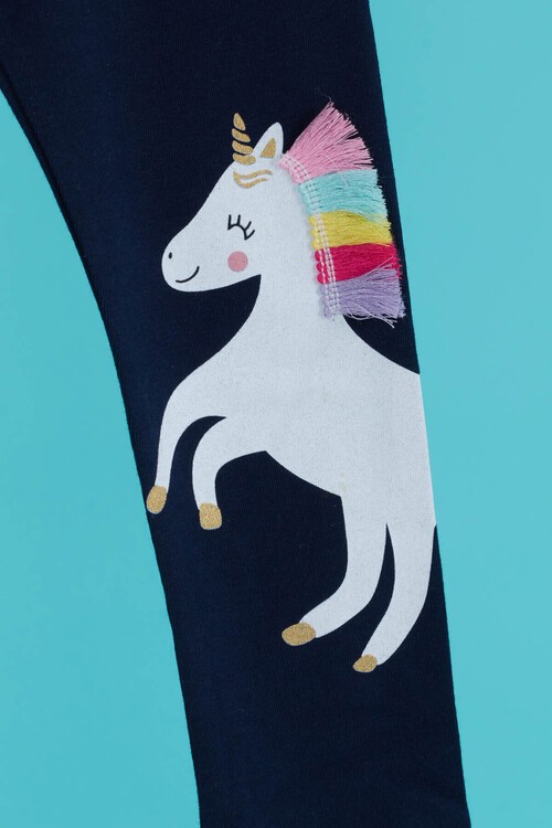 Kız Çocuk Unicorn Baskılı Tayt 4-8 Yaş 13951