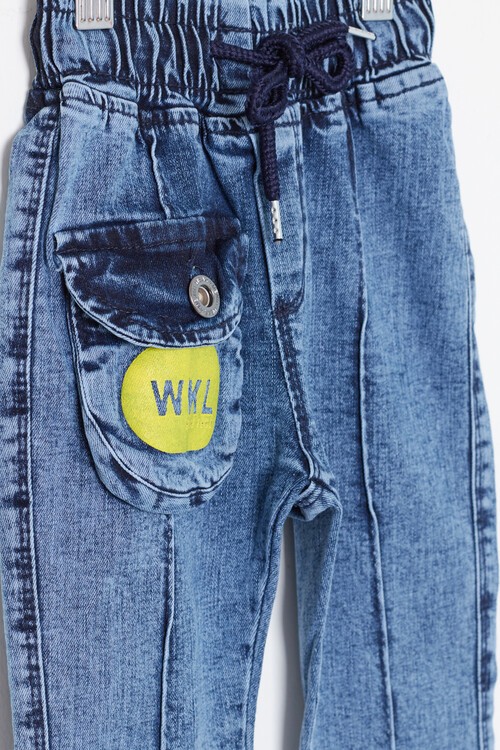 Beli Lastikli Kargo Cepli Çocuk Jean Pantolon 14470