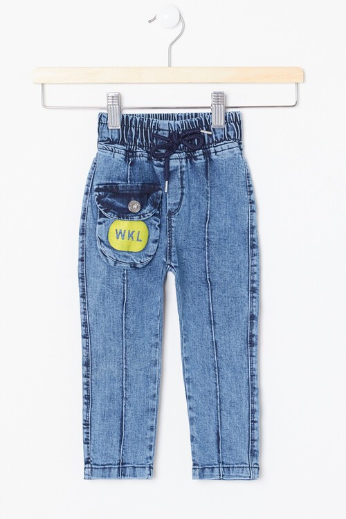 Beli Lastikli Kargo Cepli Çocuk Jean Pantolon 14470