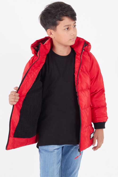 Erkek Çocuk Mont BLN Dream Baskılı Kapşonlu Şişme Mont 14541