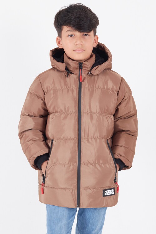 Erkek Çocuk Mont BLN Dream Baskılı Kapşonlu Şişme Mont 14541