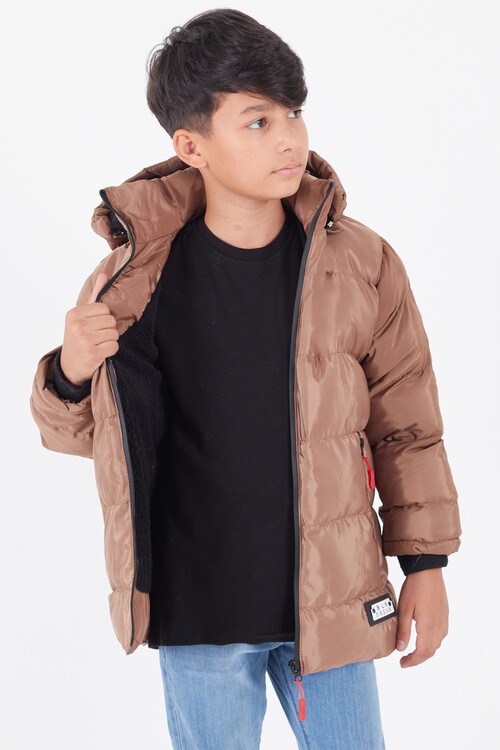 Erkek Çocuk Mont BLN Dream Baskılı Kapşonlu Şişme Mont 14541