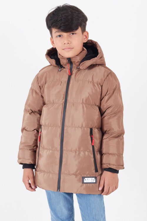 Erkek Çocuk Mont BLN Dream Baskılı Kapşonlu Şişme Mont 14541