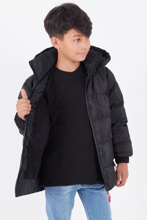 Erkek Çocuk Mont BLN Dream Baskılı Kapşonlu Şişme Mont 14541
