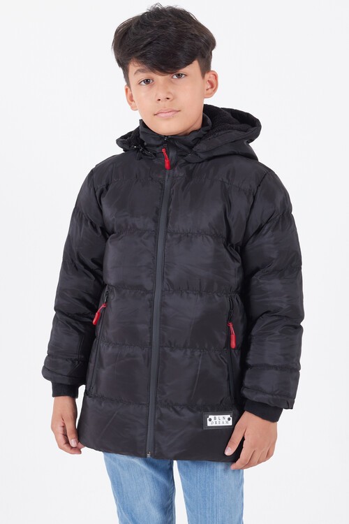 Erkek Çocuk Mont BLN Dream Baskılı Kapşonlu Şişme Mont 14541