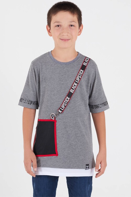 Erkek Çocuk Şerit Detaylı Tshirt 9-14 Yaş 14025
