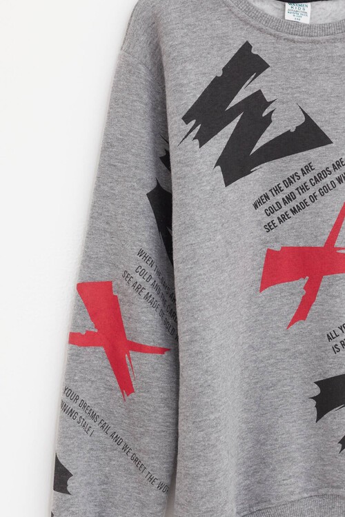 Erkek Çocuk WXM Yazı Baskılı Sweatshirt 14154