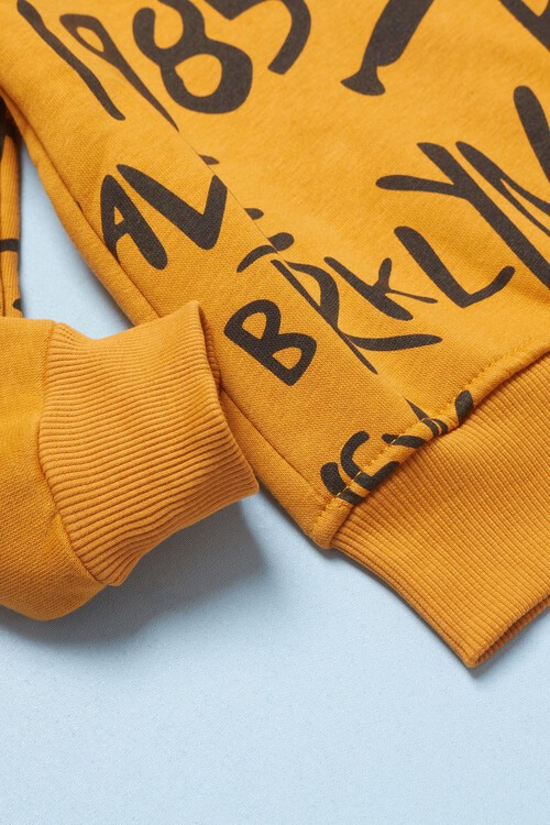 Erkek Çocuk Yazı Baskılı Kapşonlu Sweatshirt 14561