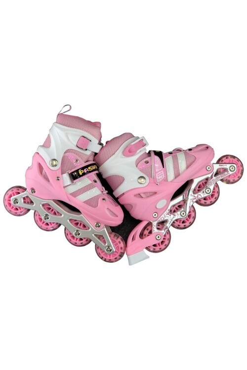 Kız Çocuk Işıklı Ayarlanabilir 4 Tekerli Alıştırma Pateni 14466