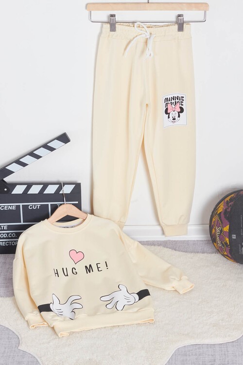 Kız Çocuk Kalpli Sırt Baskılı Eşofman Takımı 14602