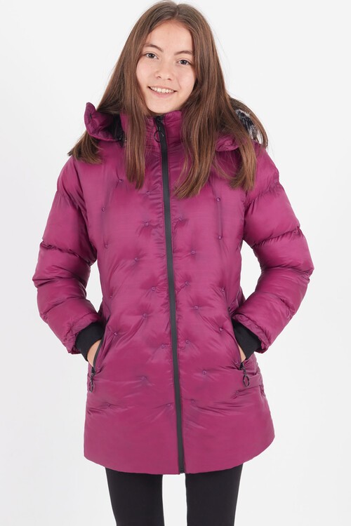 Kız Çocuk Mont Puantiyeli Kapüşonlu Şişme Mont 14532