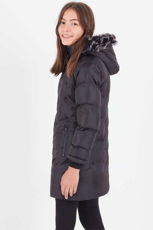 Kız Çocuk Mont Puantiyeli Kapüşonlu Şişme Mont 14532