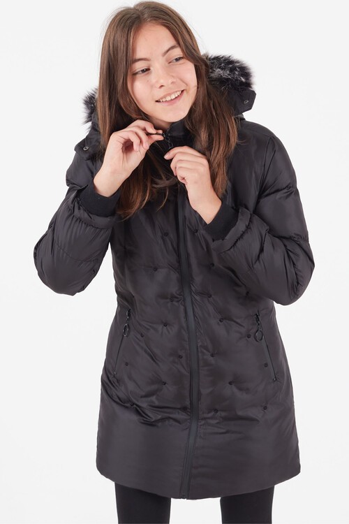 Kız Çocuk Mont Puantiyeli Kapüşonlu Şişme Mont 14532