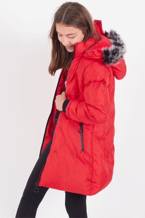 Kız Çocuk Mont Puantiyeli Kapüşonlu Şişme Mont 14532