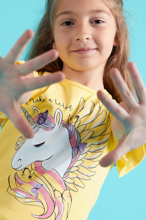 Kız Çocuk Taytlı 2li Takım Unicorn Baskı 13821