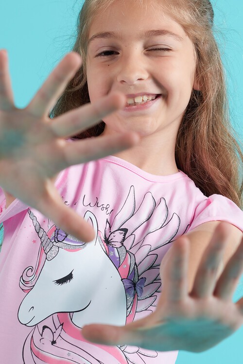 Kız Çocuk Taytlı 2li Takım Unicorn Baskı 13821