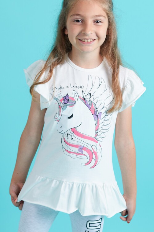 Kız Çocuk Taytlı 2li Takım Unicorn Baskı 13821