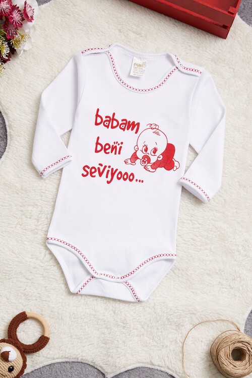 Bebek Çıtçıtlı Uzun Kol Badi Babam Beni Seviyor  14652