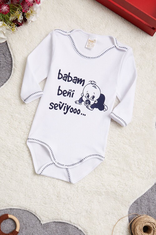 Bebek Çıtçıtlı Uzun Kol Badi Babam Beni Seviyor  14652