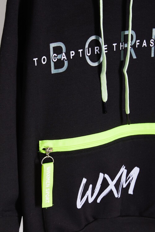 Erkek Çocuk Born Baskılı Kapşonlu Sweatshirt 9-12Yaş 14023