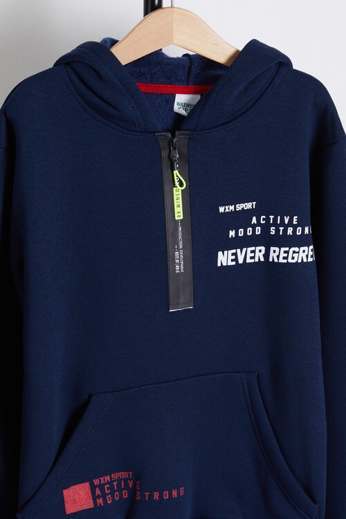 Erkek Çocuk Kanguru Cepli Kapşonlu Polarlı Sweatshirt 14159