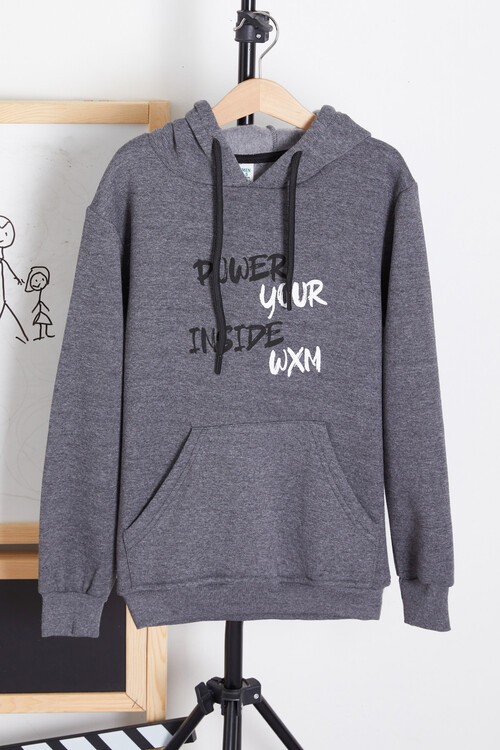 Erkek Çocuk Kapşonlu Kanguru Cepli Sweatshirt 14178
