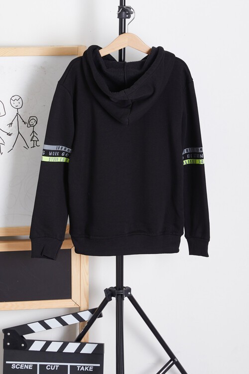 Erkek Çocuk Only Yazı Baskılı Polarlı Kapüşonlu Sweatshirt 14603