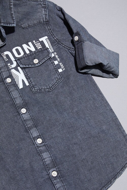 Füme Jean Gömlekli Erkek Çocuk Alt Üst Takım 15099