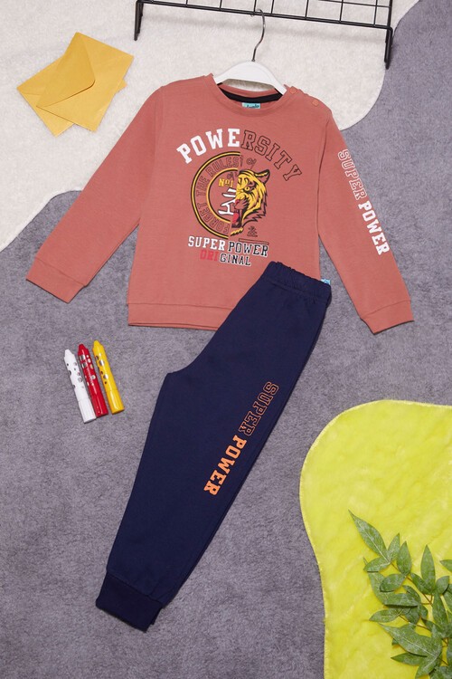 Kaplan Baskılı Kolları Yazılı Erkek Bebek Takım 14998