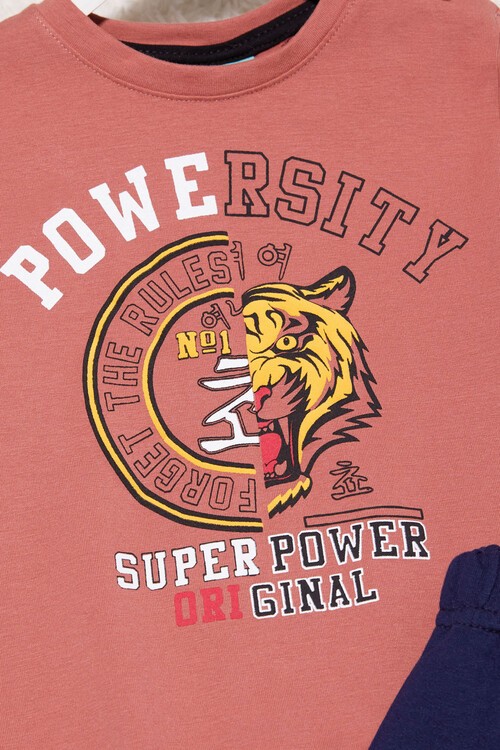 Kaplan Baskılı Kolları Yazılı Erkek Bebek Takım 14998