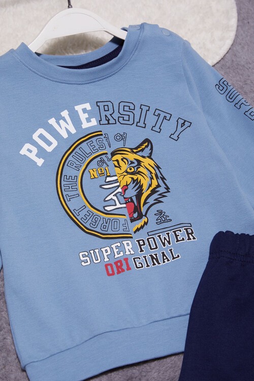 Kaplan Baskılı Kolları Yazılı Erkek Bebek Takım 14998