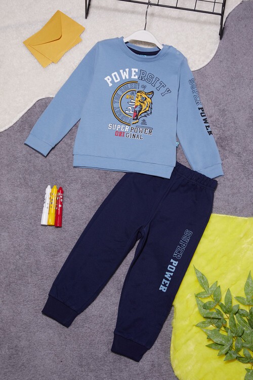 Kaplan Baskılı Kolları Yazılı Erkek Bebek Takım 14998