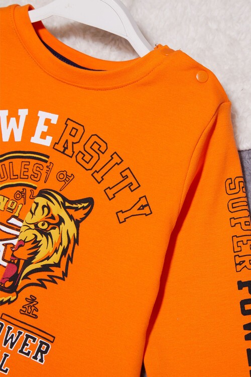 Kaplan Baskılı Kolları Yazılı Erkek Bebek Takım 14998