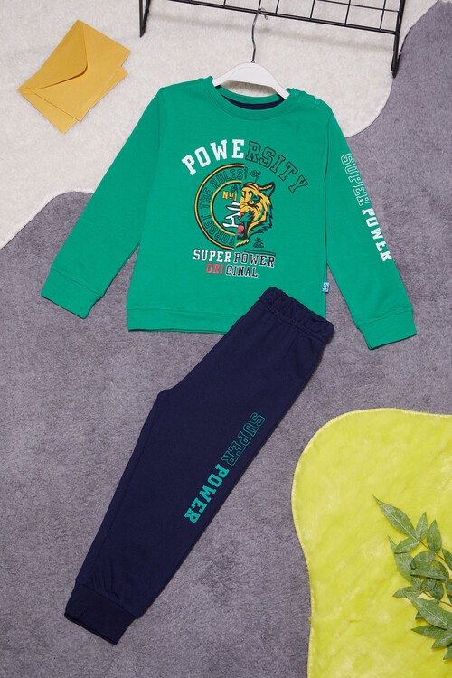 Kaplan Baskılı Kolları Yazılı Erkek Bebek Takım 14998