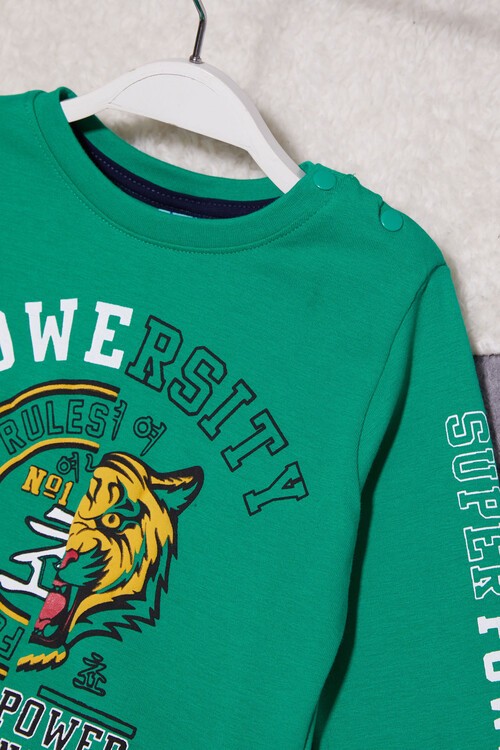 Kaplan Baskılı Kolları Yazılı Erkek Bebek Takım 14998