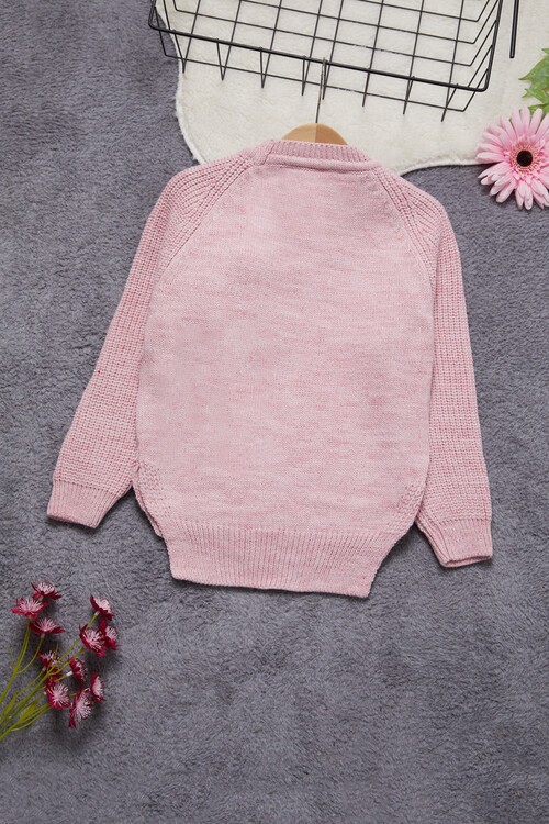 Kız Çocuk Cep Ayıcıklı Triko Kazak 14641