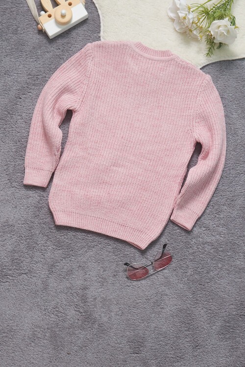 Kız Çocuk Cep Detaylı Triko Kazak 14624