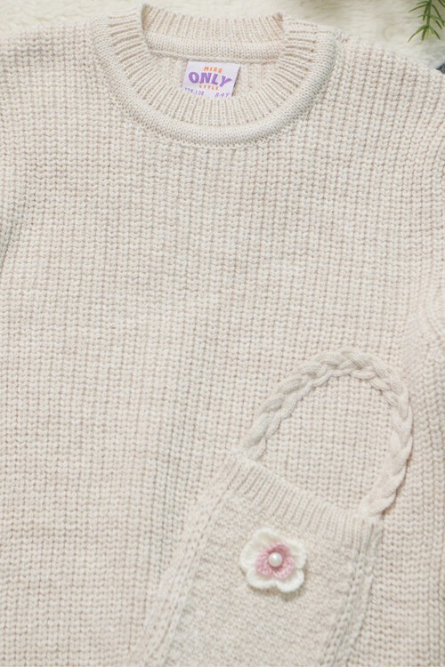 Kız Çocuk Cep Detaylı Triko Kazak 14624