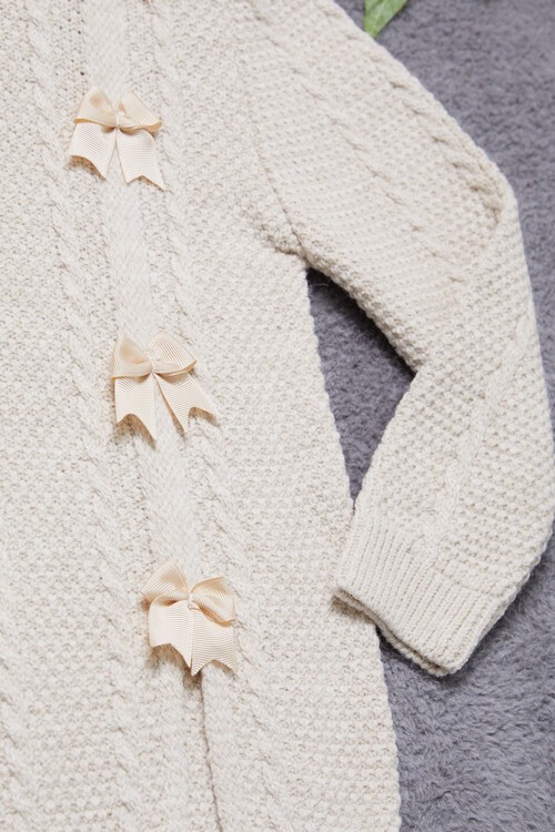 Kız Çocuk Fiyonklu Triko Kazak 14642