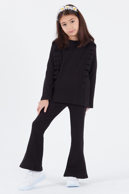 Kız Çocuk İspanyol Paça Fırfırlı Takım 14637