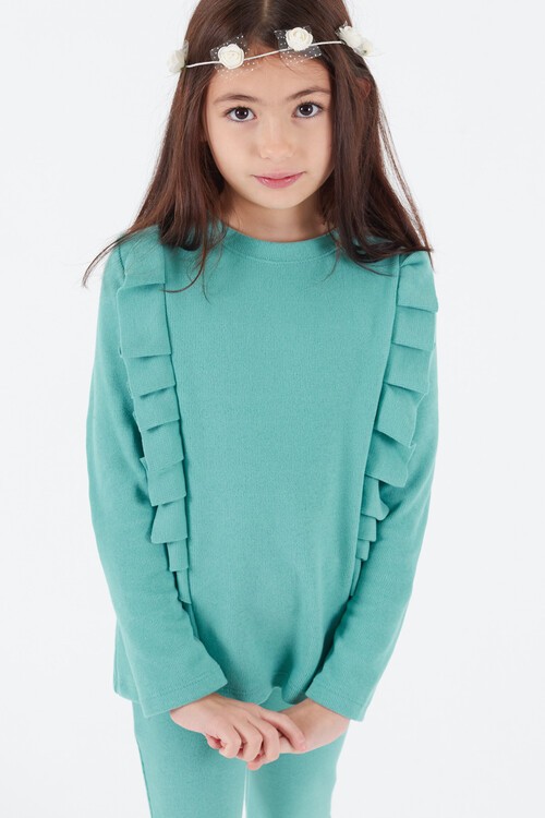 Kız Çocuk İspanyol Paça Fırfırlı Takım 14637