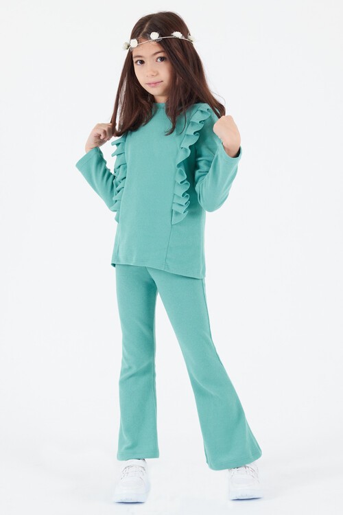 Kız Çocuk İspanyol Paça Fırfırlı Takım 14637