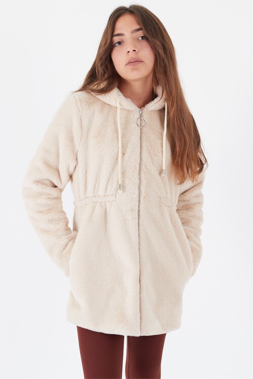 Kız Çocuk Kapüşonlu Peluş Mont 14608