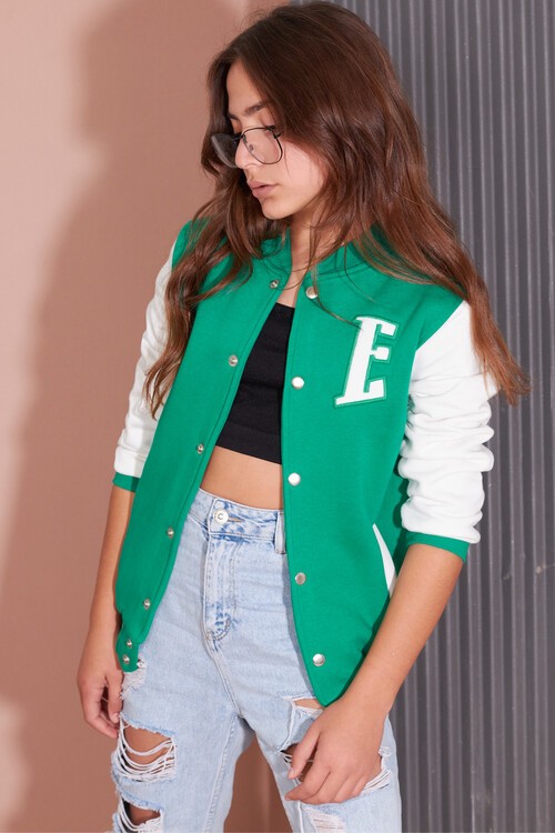 Sırt Logolu Nakışlı Kız Kolej Ceket 14629