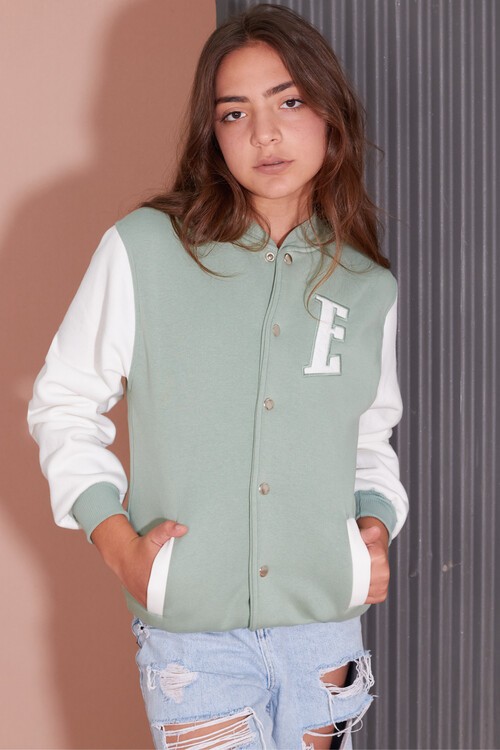 Sırt Logolu Nakışlı Kız Kolej Ceket 14629