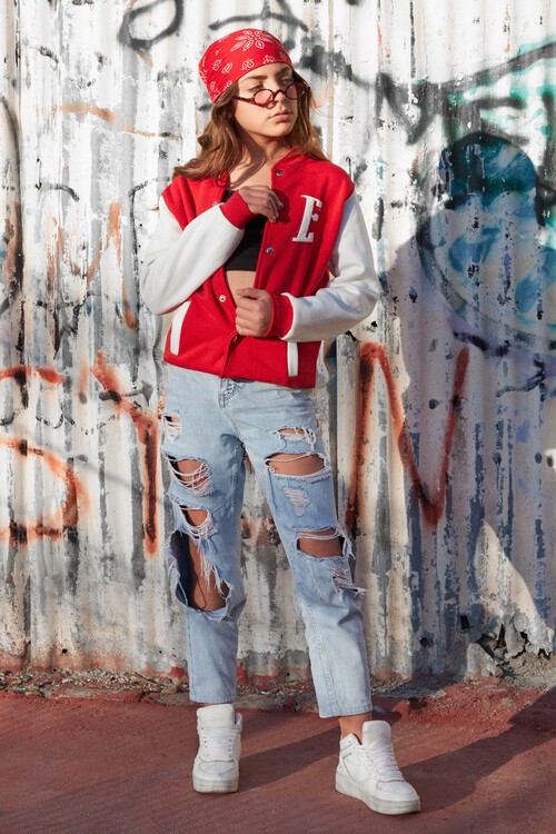 Sırt Logolu Nakışlı Kız Kolej Ceket 14629